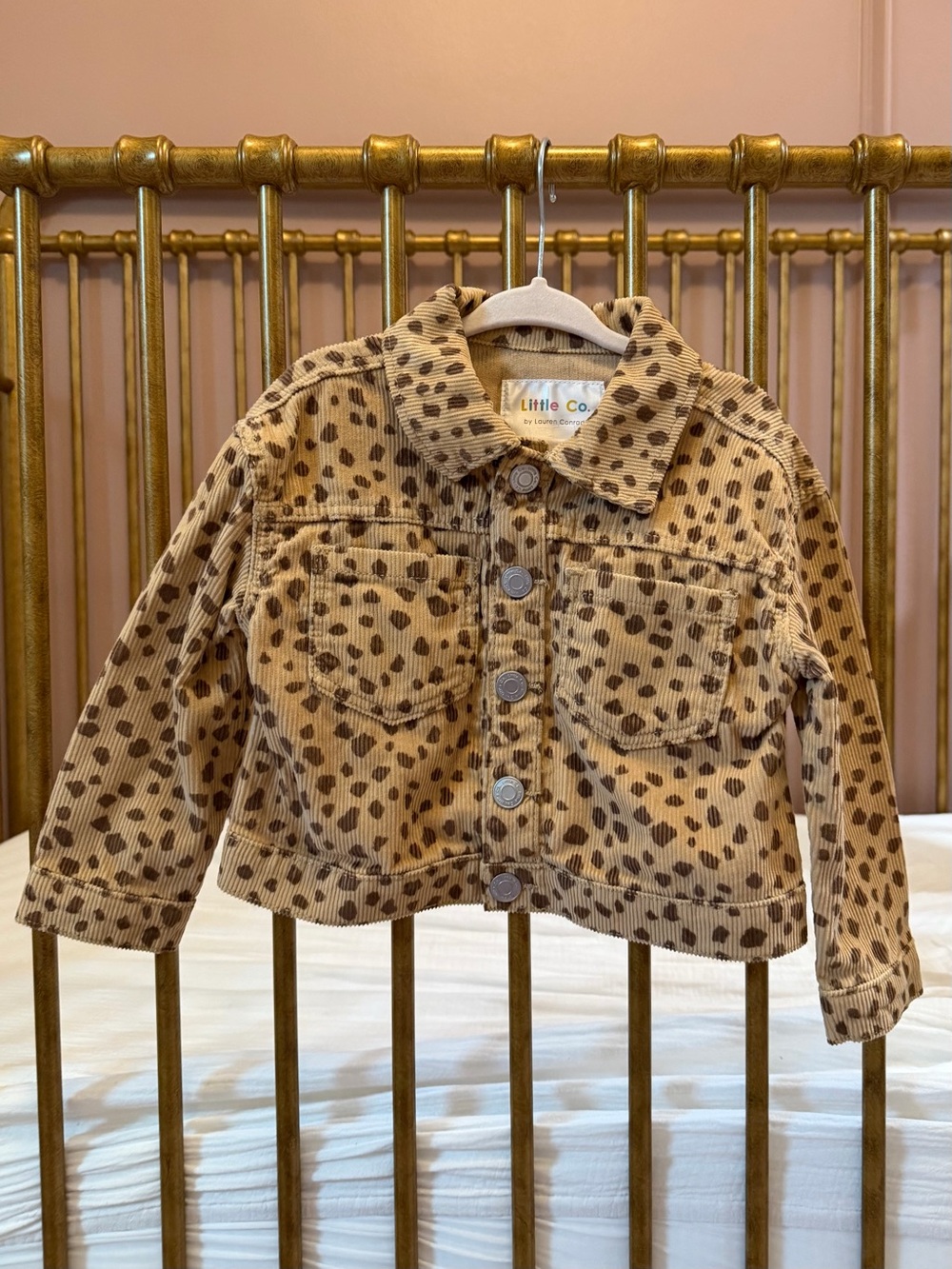 Little Co. Tan Leopard-Print Corduroy Kids' Jacket